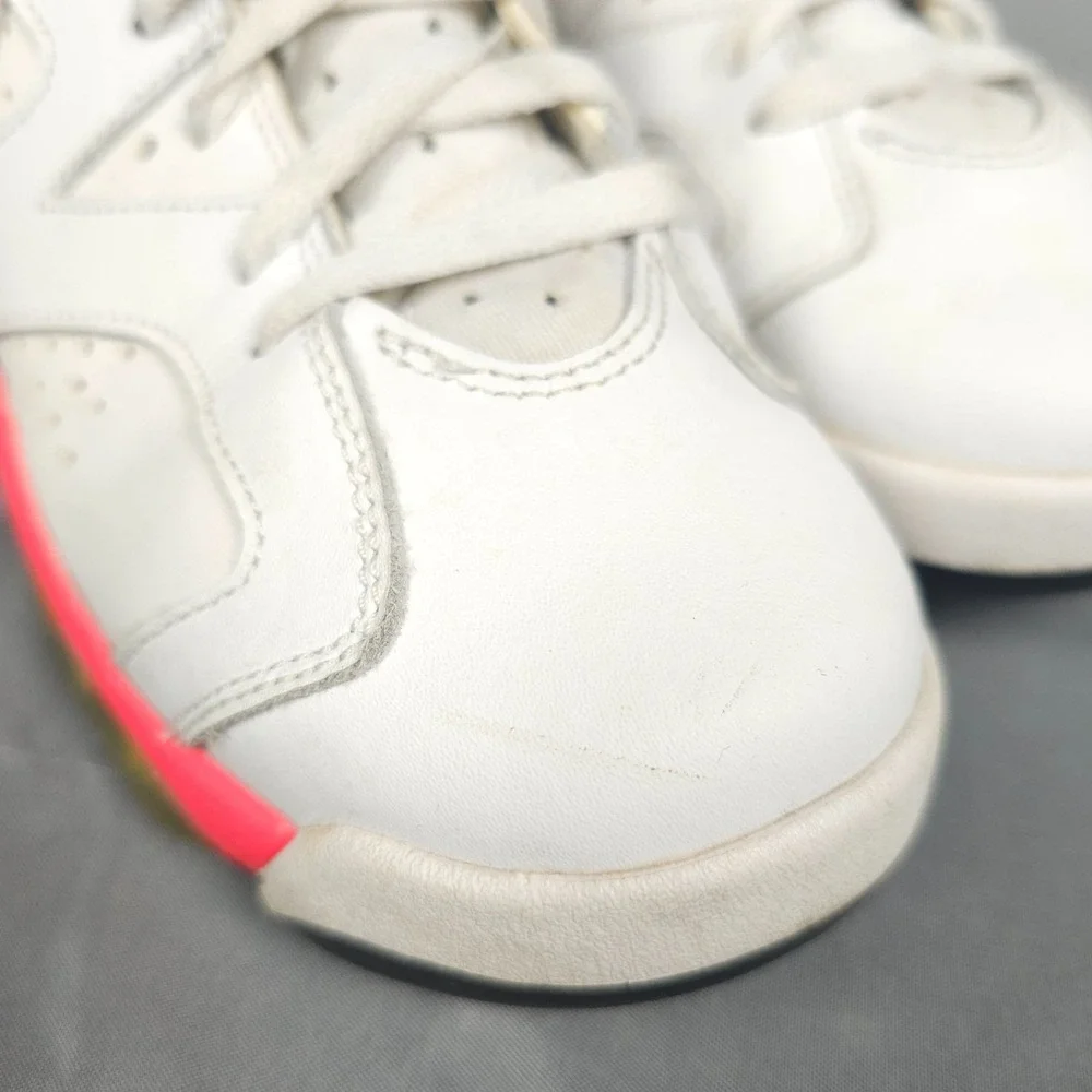 Nike Air Jordan 6 Shoes Boy 6.5y  White Infrared Retro Leather Lace Up - Picture 8 of 16